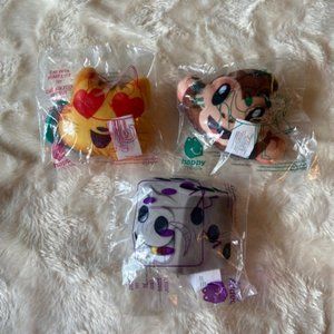 McDonald's Emoji plush Cat Monkey and Dice Happy Meal Toys NIP